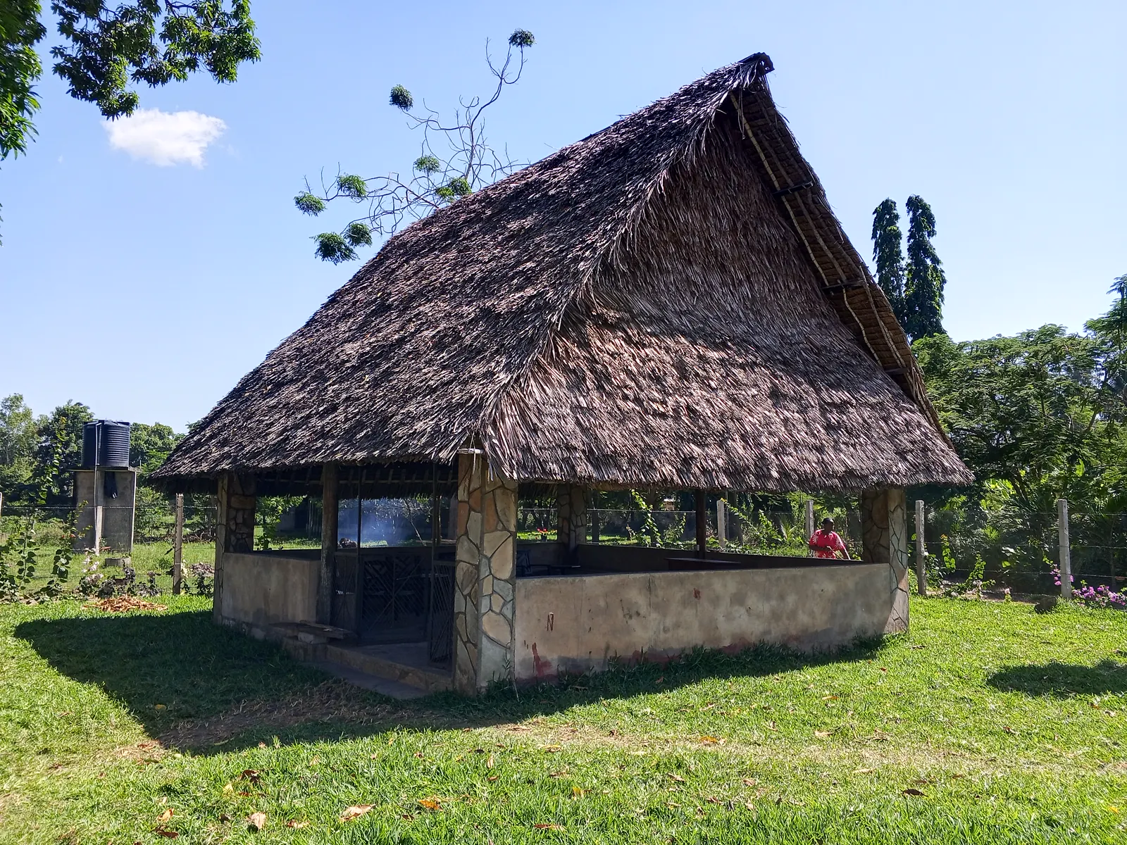 Temporary photograph of a thatched shared shelter